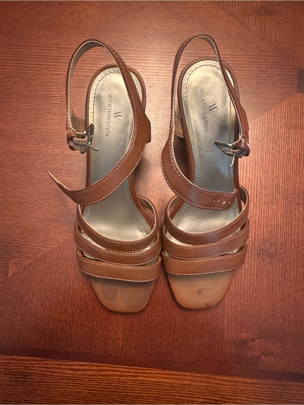 Worthington Tan Multi-Strap Slingback Heels